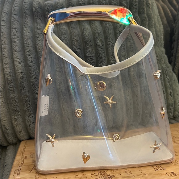 A New Day Clear Mini Slouchy Seashell 🐚 Embellished Handbag Mini Tote Bag - Picture 12 of 17
